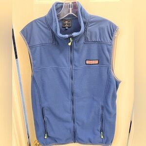 Vineyard Vines Mens Vest Waffle Knit Fleece Full Zip Pockets Blue Size Medium